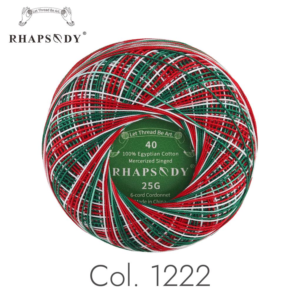 Rhapsody Premium Cotton Crochet Thread Size 40 for Tatting Needlepoint Knitting Bobbin Lace Quilting Sewing Mercerized