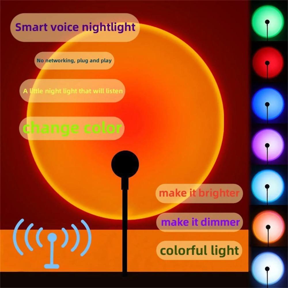 USB Sunset Ambient Projection Lamp Night Light for Bedroom Living Room Home Decor Relaxing Wall Background Lighting Atmosphere