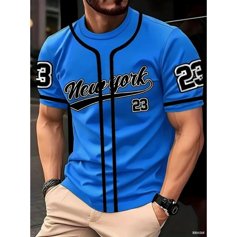 Koszulka z nadrukiem NEW YORK 23 Krótki rękaw Sportowa koszulka męska Unisex Codzienna Letnia Męska koszulka wyścigowa