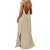 Women's Backless Strapless Dresses, Backless Loungewear Dress, Sleeveless, House Dress, Long Dress With Back Bow
