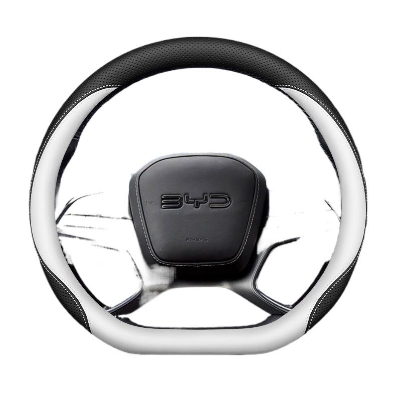 Leather Car Steering Wheel Cover for BYD Song Plus Seal U King Sealion 6 7 Dolphin Mini Seagull Shark 2024 2025 2026 Accessories