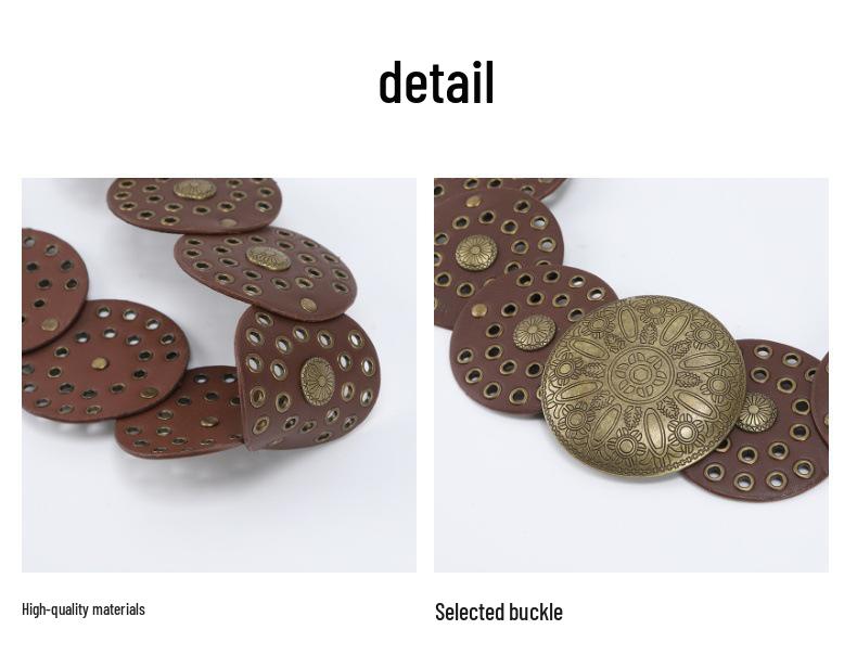 Y2K Retro Denim Women's Western Leather Belt - Versatile, Stylish, Hollow Round Design