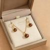 17KM Juego de 3 Piezas/Set Collar Colgante Para Mujeres Exquisito Moda Diamante de Imitación Doble Pendiente Conjunto de Joyería de Boda Regalo