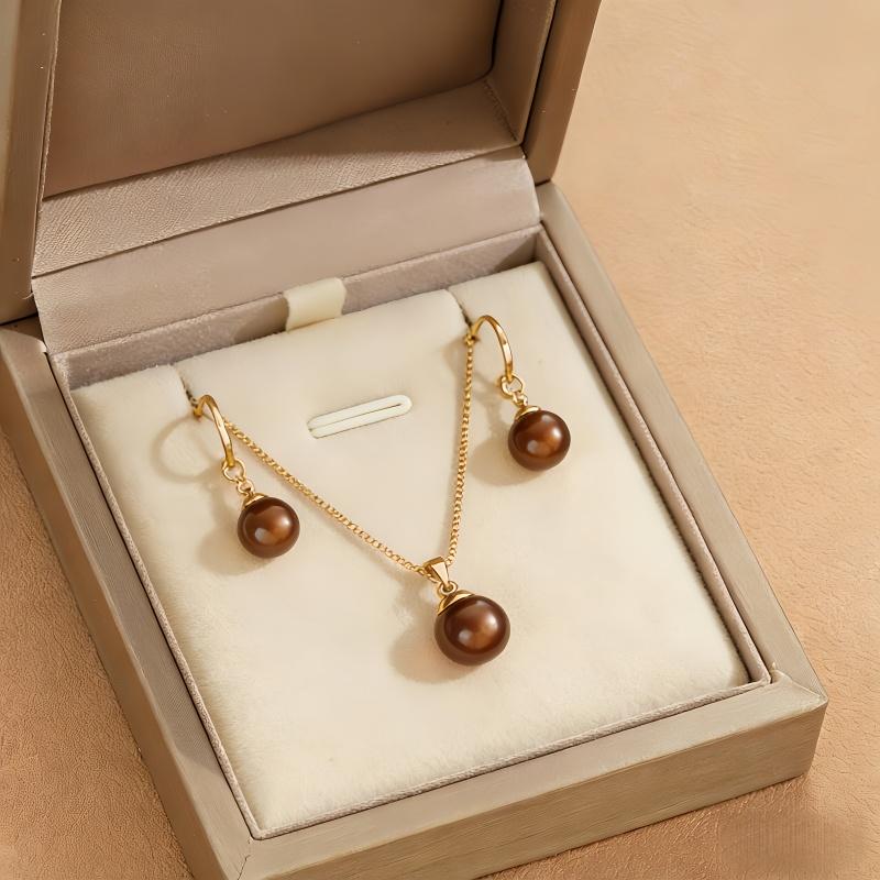 

3PCS Round Jewelry Set Of Earring Pendant Necklace For Women Exquisite Fashion Wedding Jewelry Set Gift NO BOX