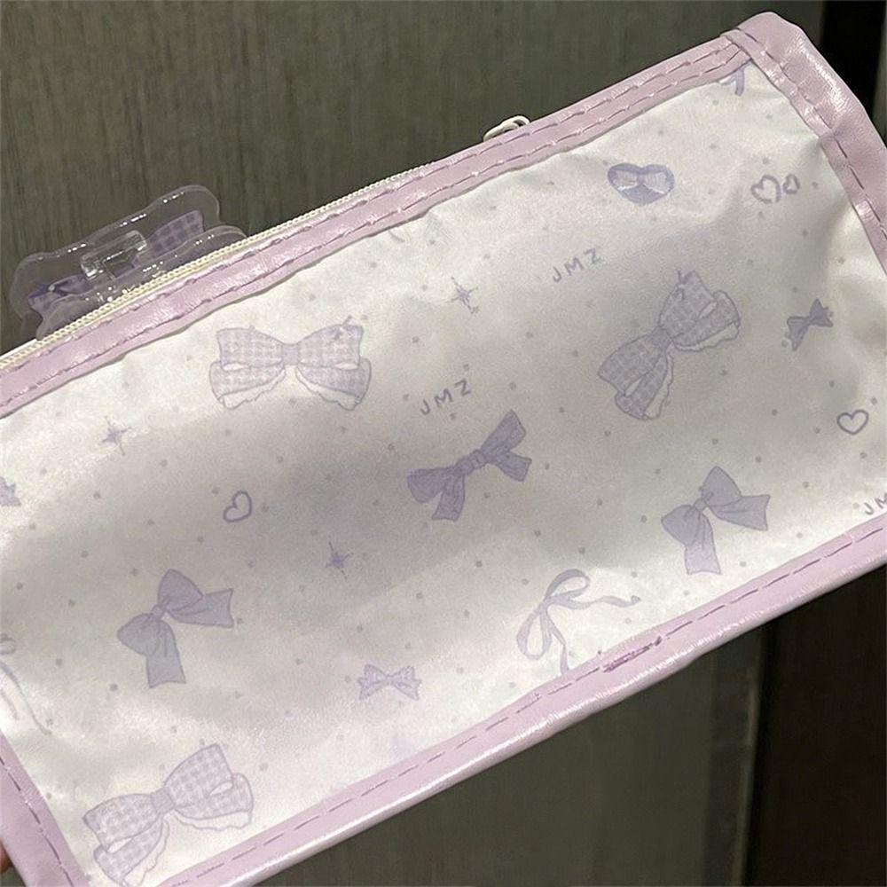 Bow Stationery Bag Transparent Storage Bag Cute Pen Box  Gift