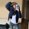 Autumn Winter Retro Fur Collar Warm Solid Color Women Hooded Cotton Coat Ins Winter Loose Casual Slim Cotton Coat Jackets