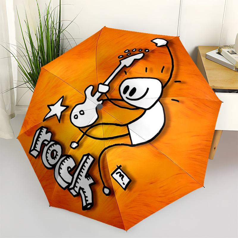 1pc Guitarist, Rockstar Automatic Open/Close Umbrella 8-Rib Strong Frame, Portable Travel Umbrella for Women & Men, Birthday Gift Parties 036