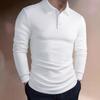Autumn Solid Color Jacquard Knitted Shirt Long Sleeved Shirt Slim Fit Lapel Shirt Men's Top