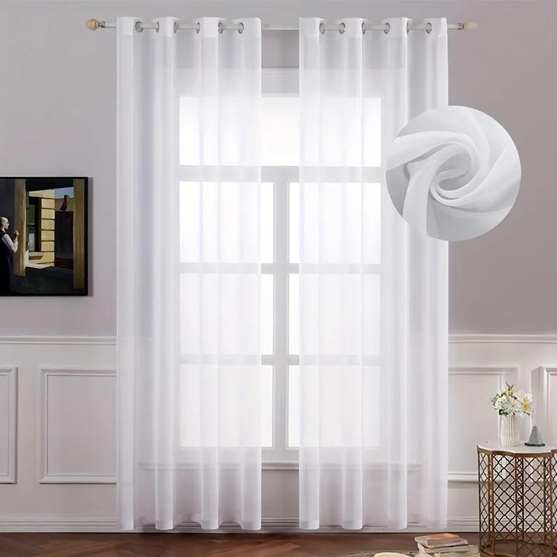 2 Panels Chiffon Sheer Window Curtains for Living Modern Simple Curtain Gauze Semi-blackout Balcony Thin Window Screen