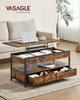 Coffee Table, Living Room Table, with Drawers, Hidden Compartments and an Open Shelf, Rustic Brown and Ink Black