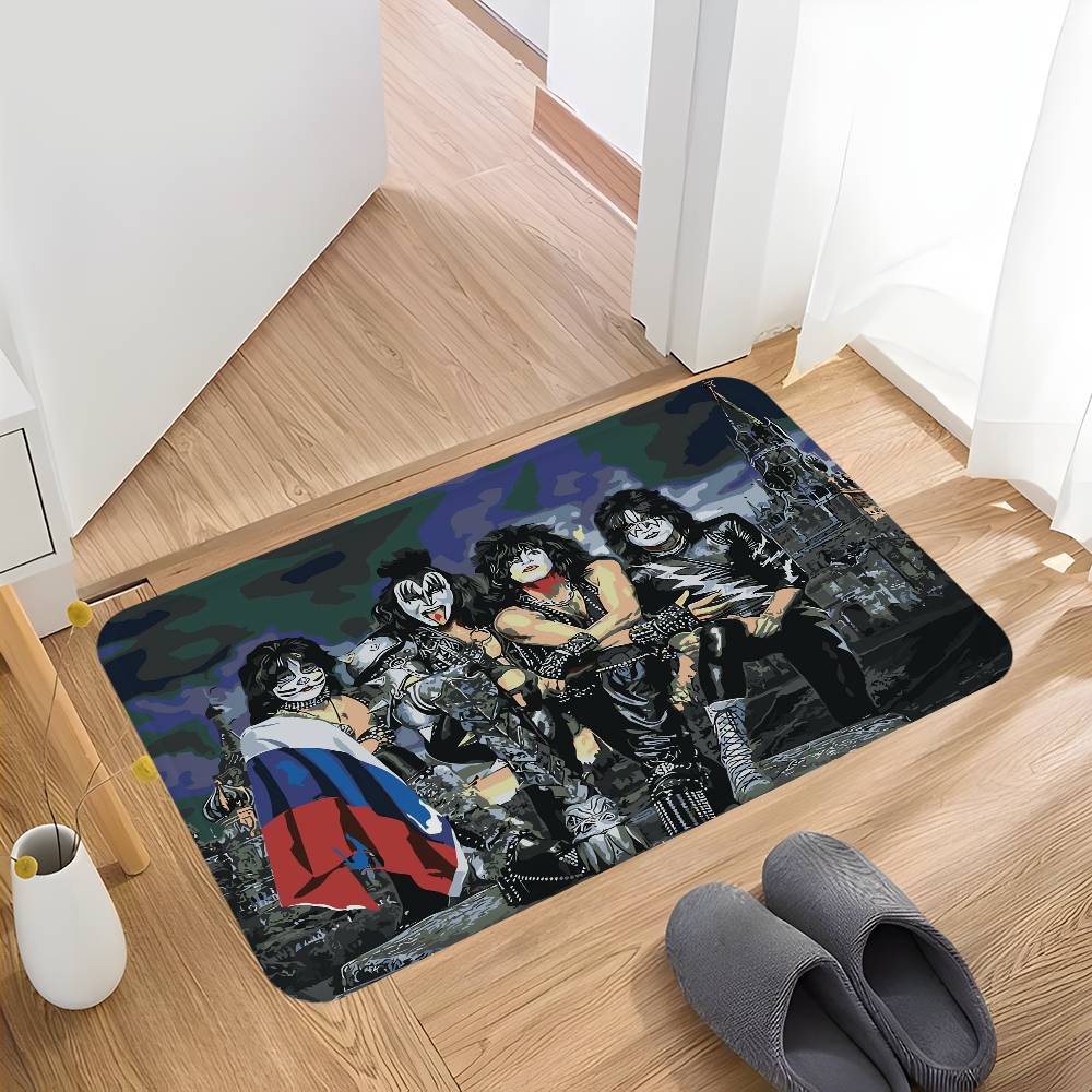 K_Kiss Band Hallway Carpet Washable Non-Slip Living Room Sofa Chairs Area Mat Kitchen Doormat Area Rug