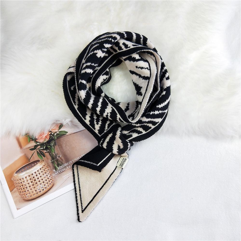 Leopard Knitted Wool Scarf Women's Autumn Winter Fashion Scarf Warm Scarf