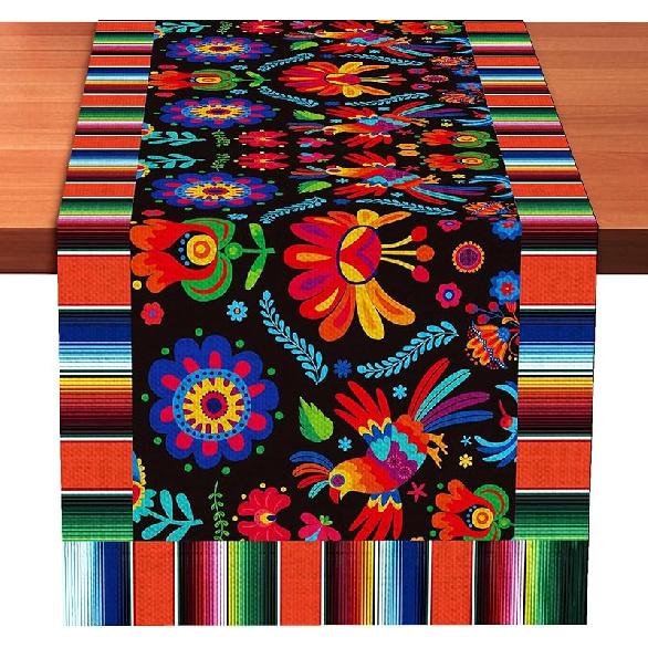 72 X 13 Inch Christmas Table Runner – Red and Black Plaid Christmas Tree and Ornament Holiday Table Decoration with Snowflakes for Dining Room,