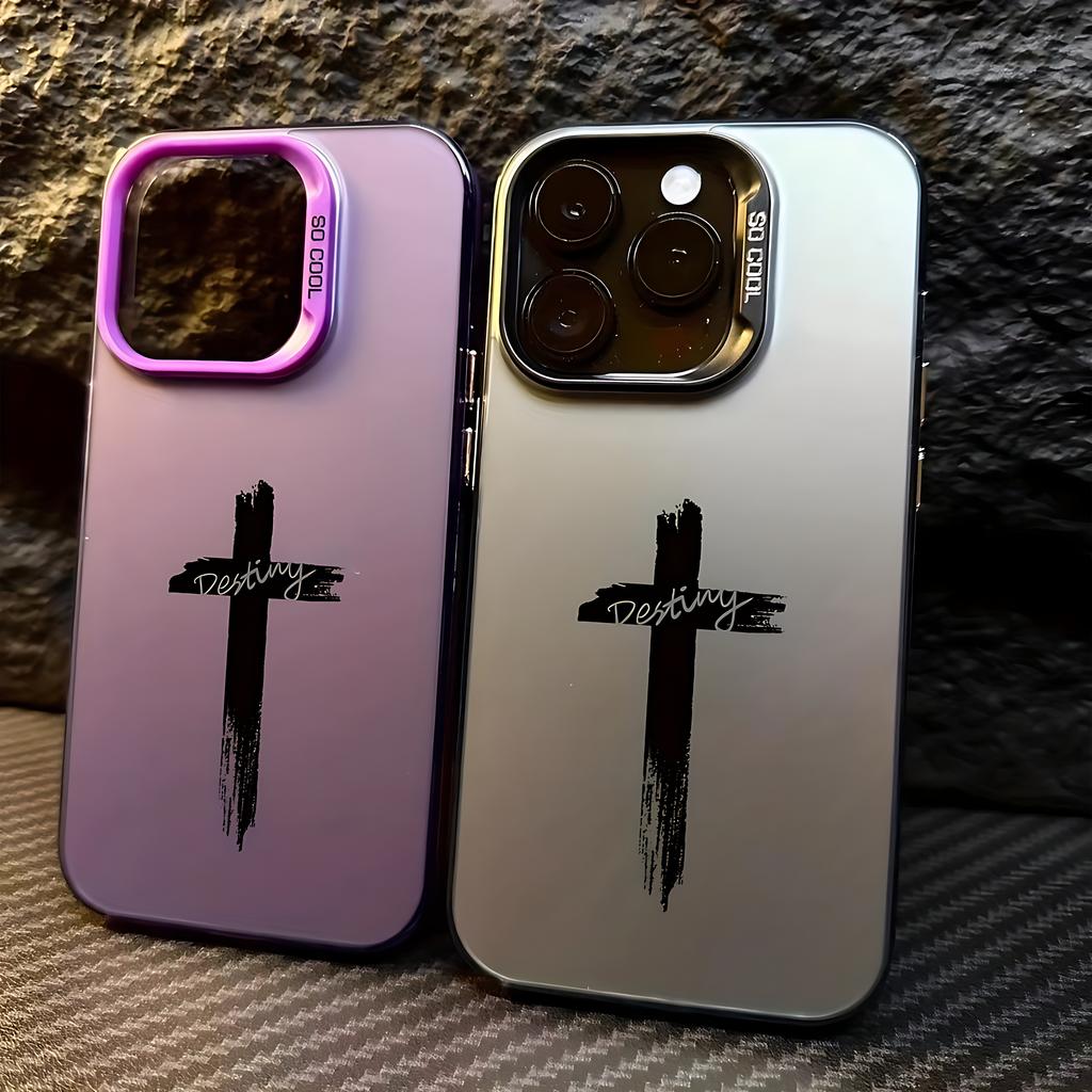 Minimalist Three Color Cross Phone Case For iPhone 17 16e 16 15 14 13 12 11 Mini Pro Max X XR XSMAX 8 7 Air Plus Anti Fall Cover