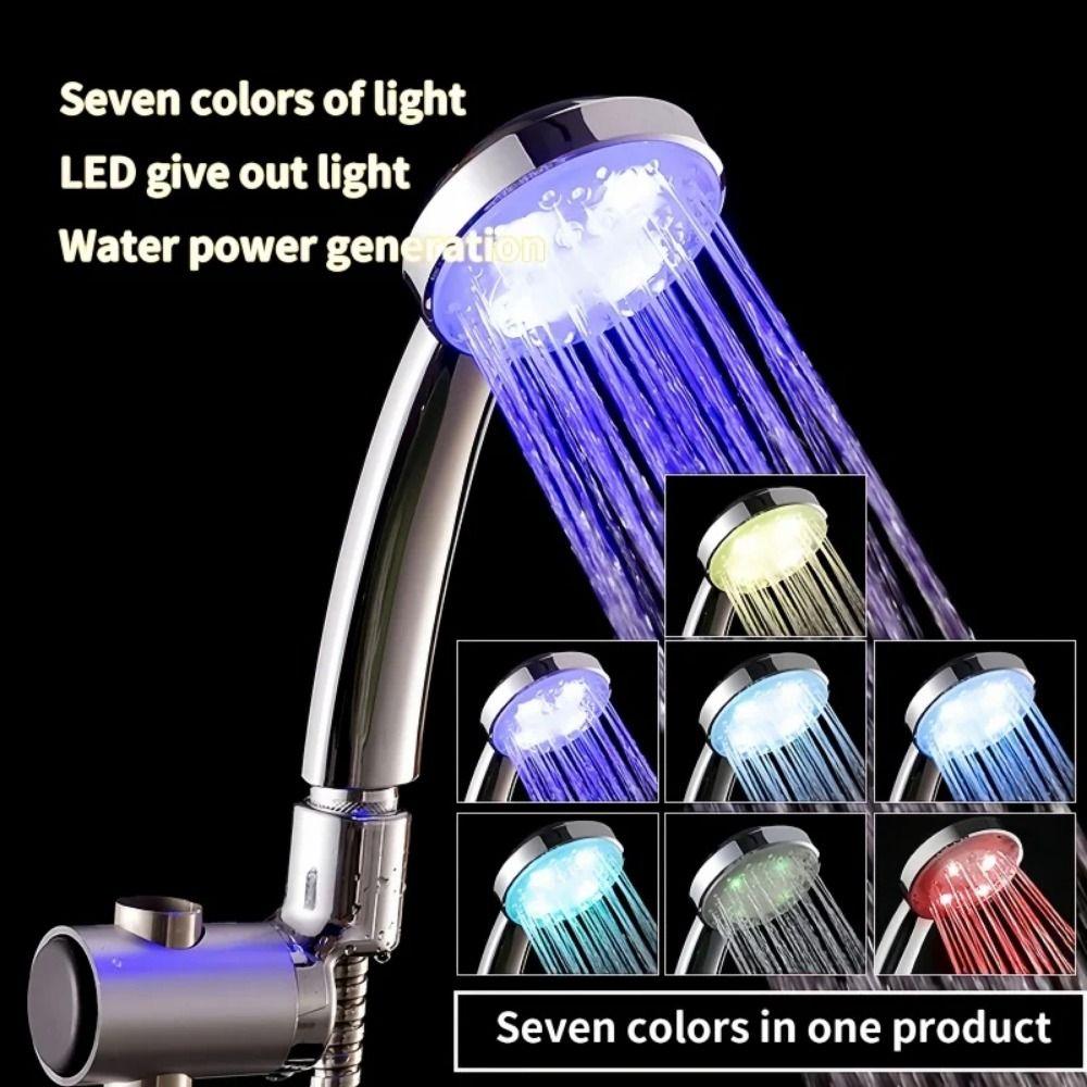 Round Head 7 Colors Led Shower Head Handheld LED Rainfall Shower Sprayer Household