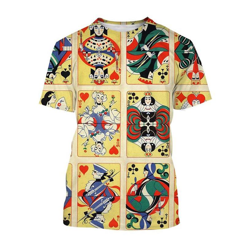 Retro 3D Tisk Kostky Poker Tričko Pro Muže Kreativní Cool Letní Krátkorukávová Trička Osobnost Streetwear Tričko Topy Oblečení
