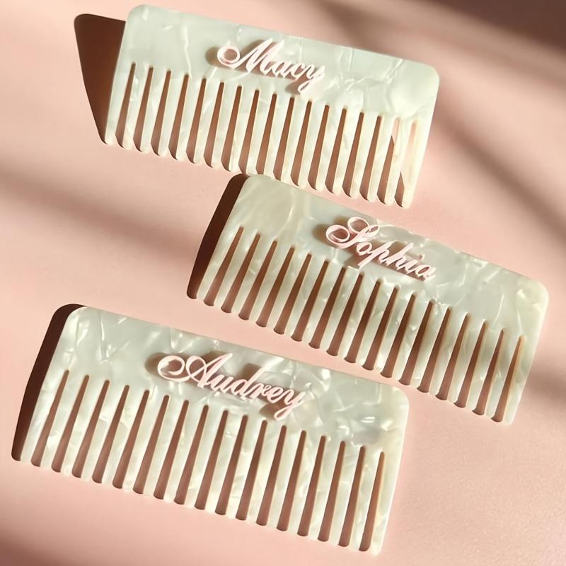 Personalized Vintage Acetate Hair Comb, Custom Name Engraved, Gift for Brides & Mothers
