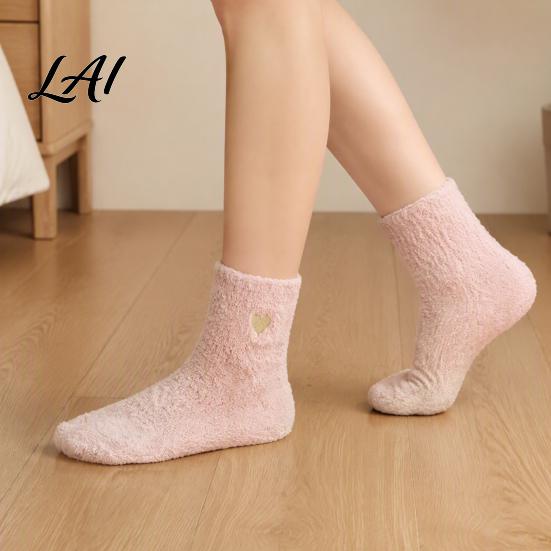Anti Slip Home Socks for Winter 1 Pair Women's Fuzzy Slipper Socks Soft Plush Warm Cloud Like Thick Velvet Sleeping Fluffy Cozy Fleece Crew