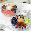 Rotating Salad Box, with Multi-Grid And Center Sauce Cup Fruit Tray, Ice Trough Cooling Base Design, Serving Bowl for Party, Gathering