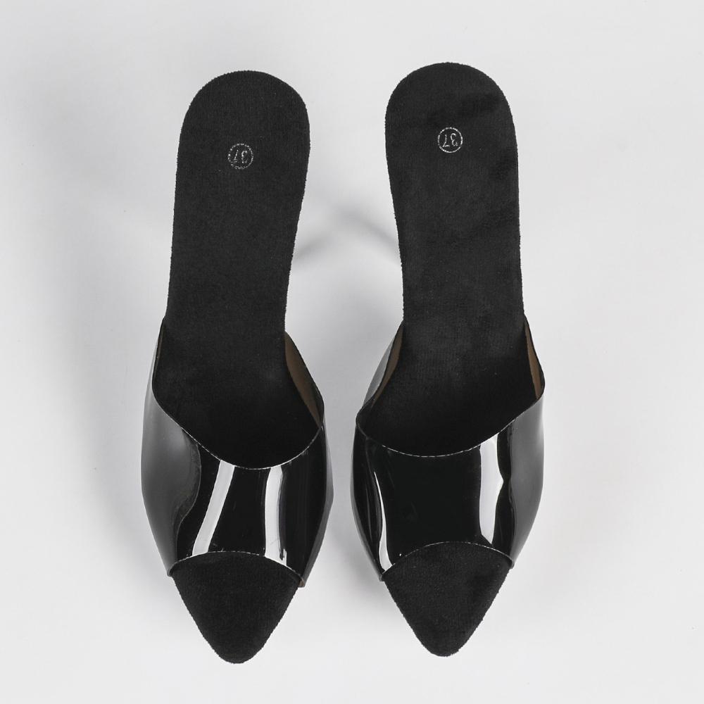 12.5CM Square Toe Crystal Slippers, Transparent Chunky Heel Non-slip, Sexy Wedding Nightclub Model Shoes LFD-19876-A79
