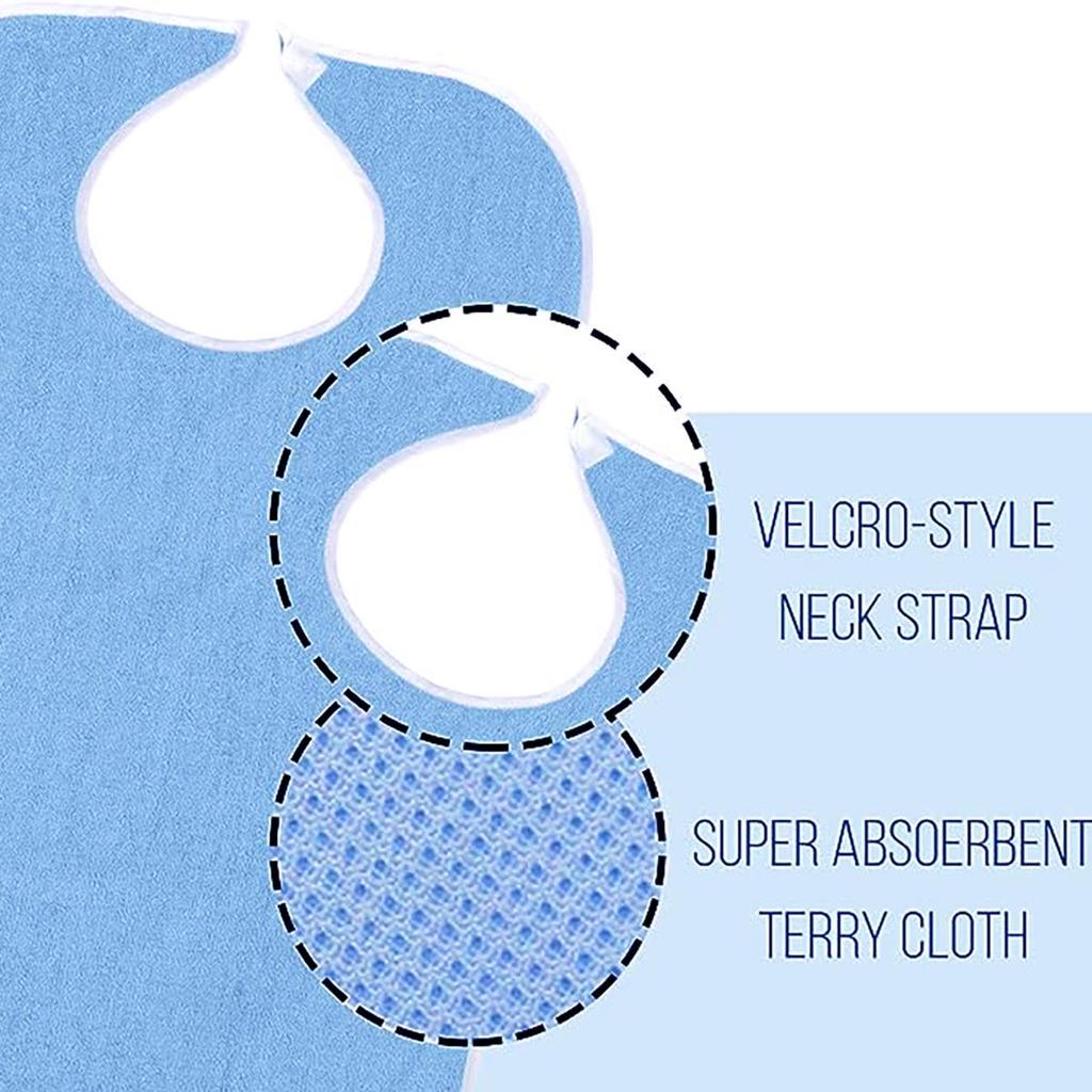 Stain-Resistant Bib with Pocket for Elderly Care and Mealtime Assistance