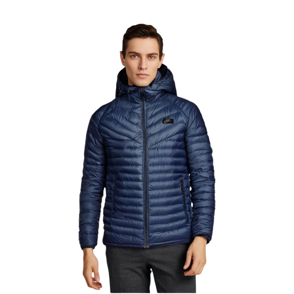 Nike Sports Lifestyle Series Warm Hooded Zipper Down Jacket Men Jackets Dark-Blue 943373-423