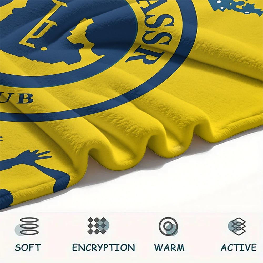 Koc flanelowy z nadrukiem Al Nassr FC, Wysokiej jakości, Wygodny na wszystkie pory roku, Wystrój domu, Ciepło i komfort