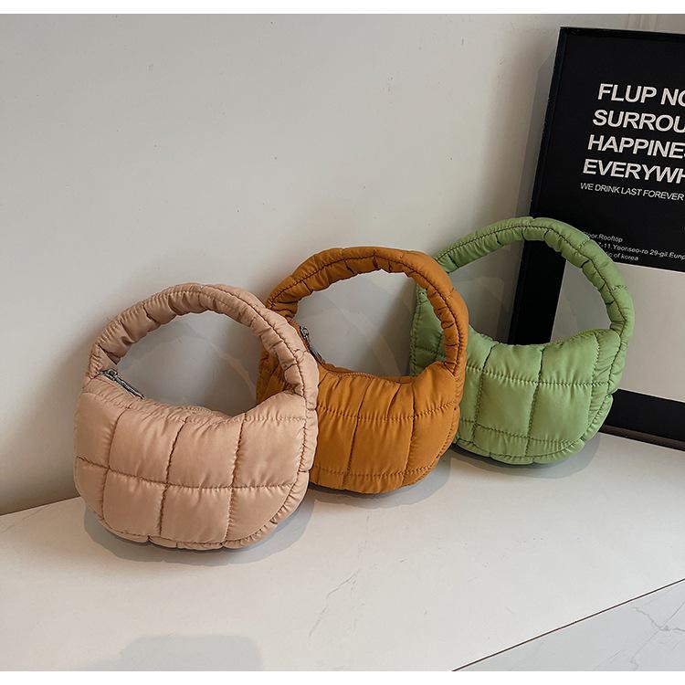 Korean Pleated Plaid Cloud Mini Handbag 2024 – Chic Downy Underarm Bag