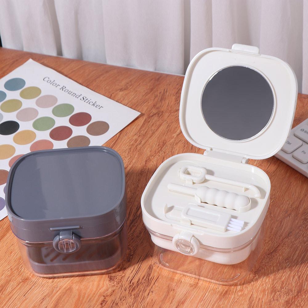 Transparent Denture Soaking Cleaning Box Portable Orthodontic Retainer Case False Teeth