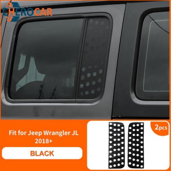 Black Rear Side Window Triangle Glass Sticker Trim for Jeep Wrangler JL JT 2018+