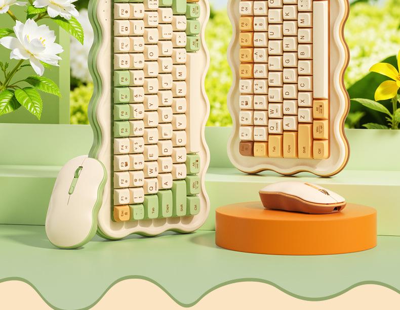 BOW Hangshi MK98 Wireless Keyboard & Mouse Combo - Mechanical Feel, Aesthetic Design for Office & Laptop/Desktop.