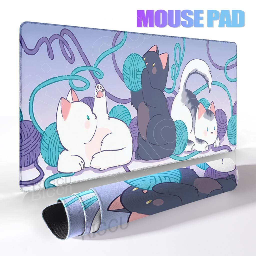 Kawaii Cat Mousepad Xxl Cute Anime Pc Gamer Cabinet Desk Mat Large Keyboard Carpet Computer Gaming Accessories HD Extended Pad