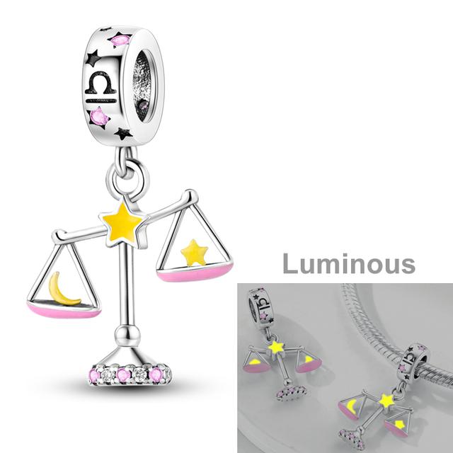 Luminous Charms Beads 925 Silver Constellations Firefly Jellyfish Bulb Star Moon Dangle Fit Original Bracelet Jewelry