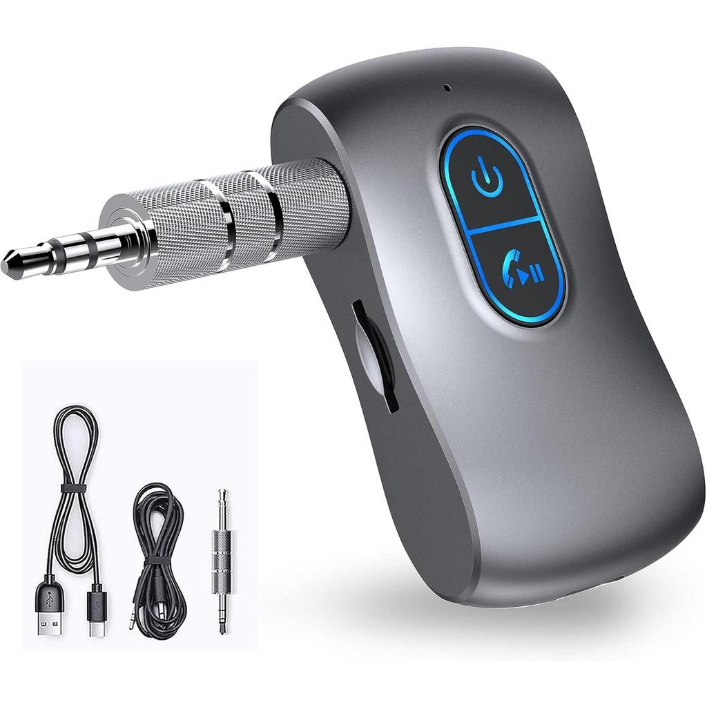Wireless 5.0 Aux Bluetooth Adapter Car with Hands-Free Calls,Supports TF Card,Dual Connection,Receiver for Car,Headphones and Home Stereo Systems