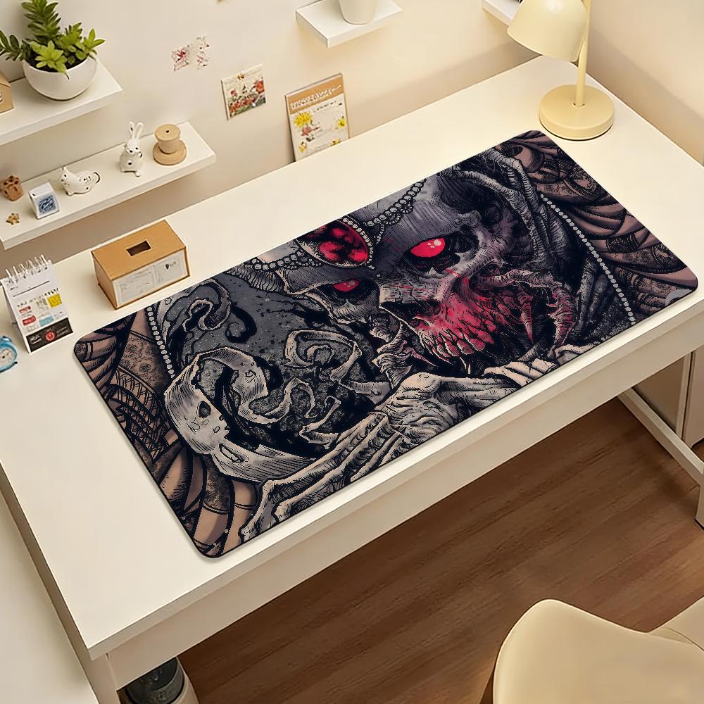 Gaming Mouse Pad Large Antislip Stitched Edges Spooky Green Ghost Anime Girl Mat for PC Gamers and Daily Office Desk Use