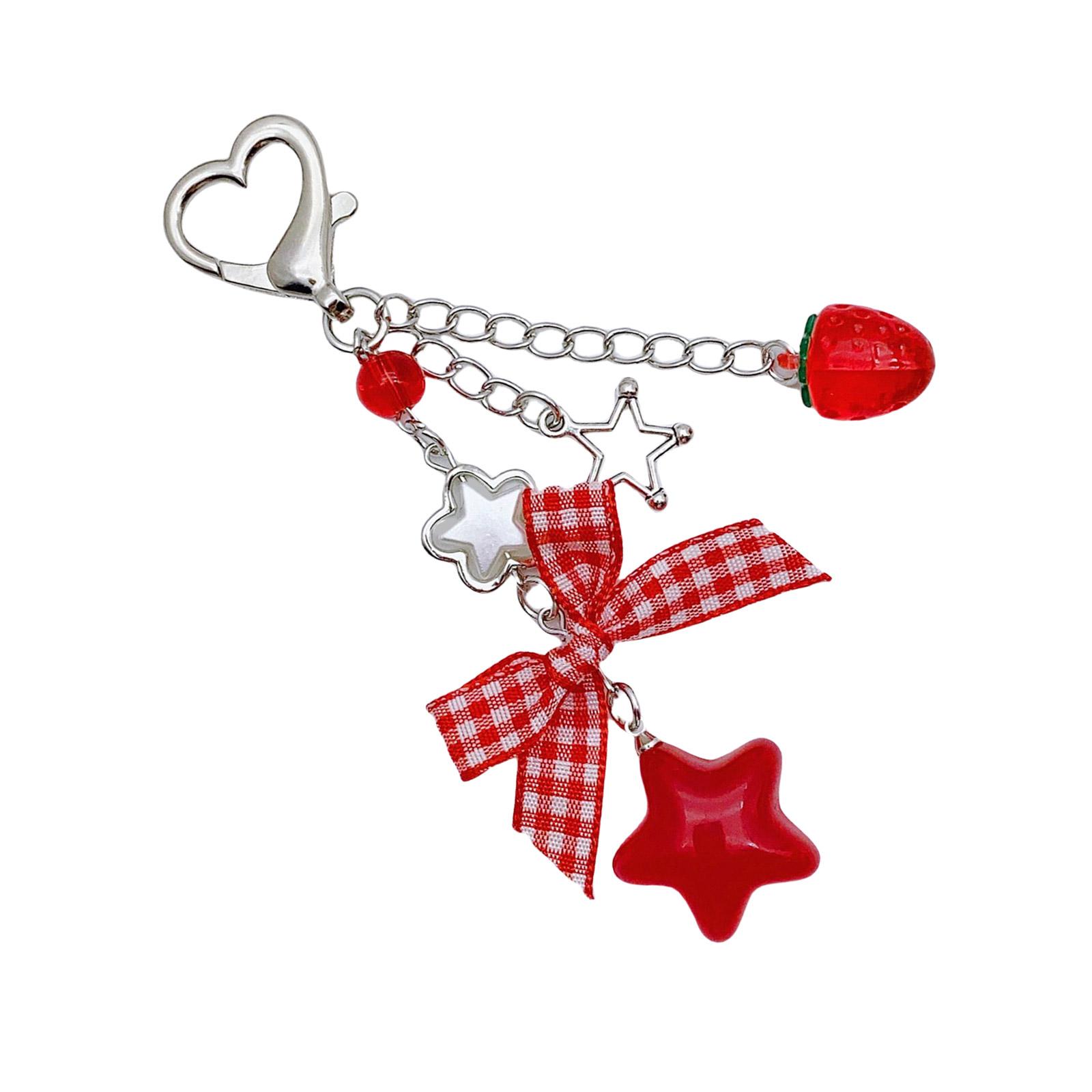 

Шикарный кулон-бантик в виде клубники, универсальные брелки-бантики в виде клубники, элегантный брелок-подвеска для сумок и ключей красный