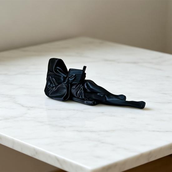 Gothic Fantasy Black Robe Reading Statue 3D Printed Mystery Lying Reading Sculpture for Halloween Shelf Desktop Decor