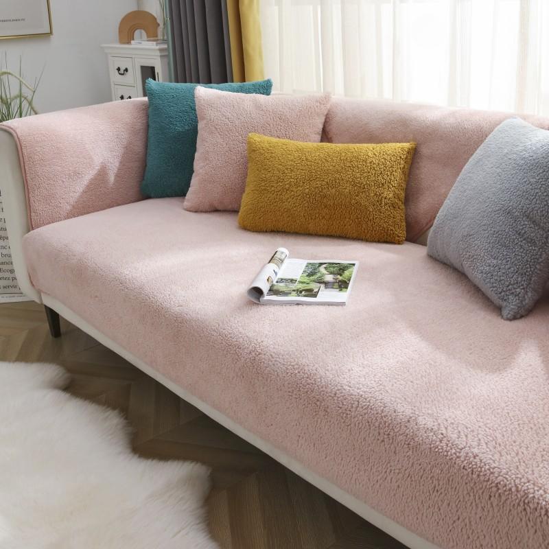 Winter Sofa Mat Lamb Wool Sofa Towels Thickened Plush Soft Warm Sofa Cover Living Room Home Decor Anti-slip Couch Cover Sliptowel