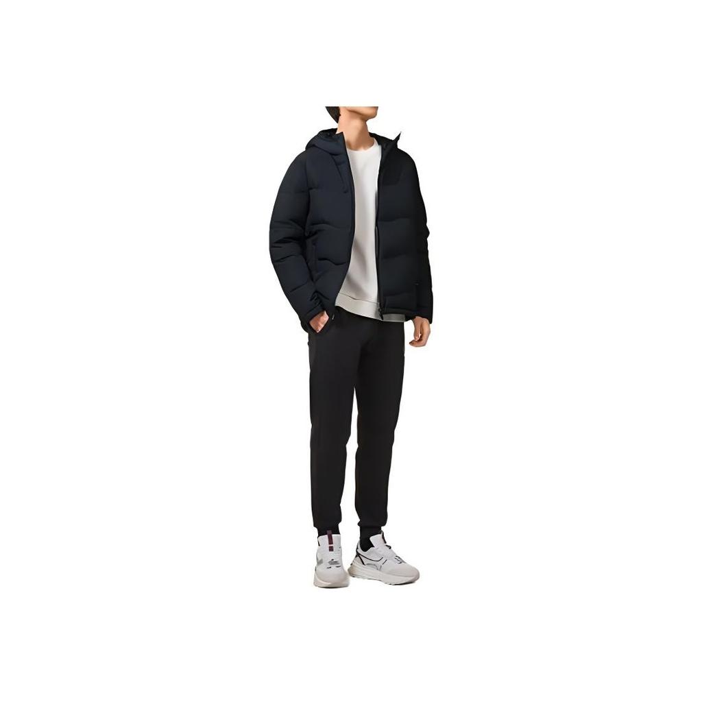 Li-Ning Wade Series Letter Print Hooded Short Down Jacket Men Jacket Black AYMS259-1-YC