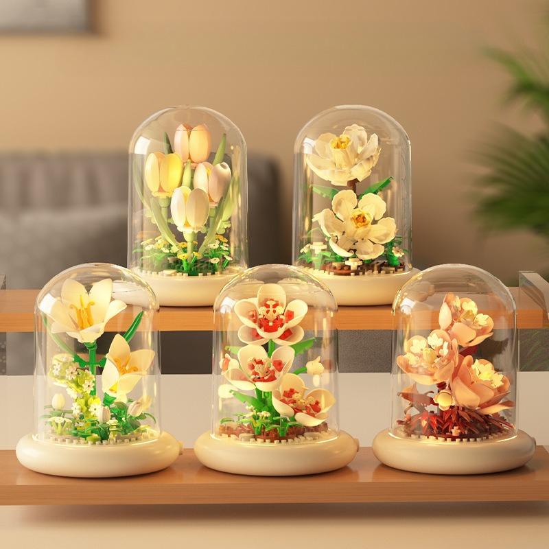 Kompatibel mit mikrogranularen Rosen, Lichtern, Topfpflanzen, Unsterblichkeit, Zusammengebauten Ornamenten, Lernspielzeug, Geschenken für Mädchen