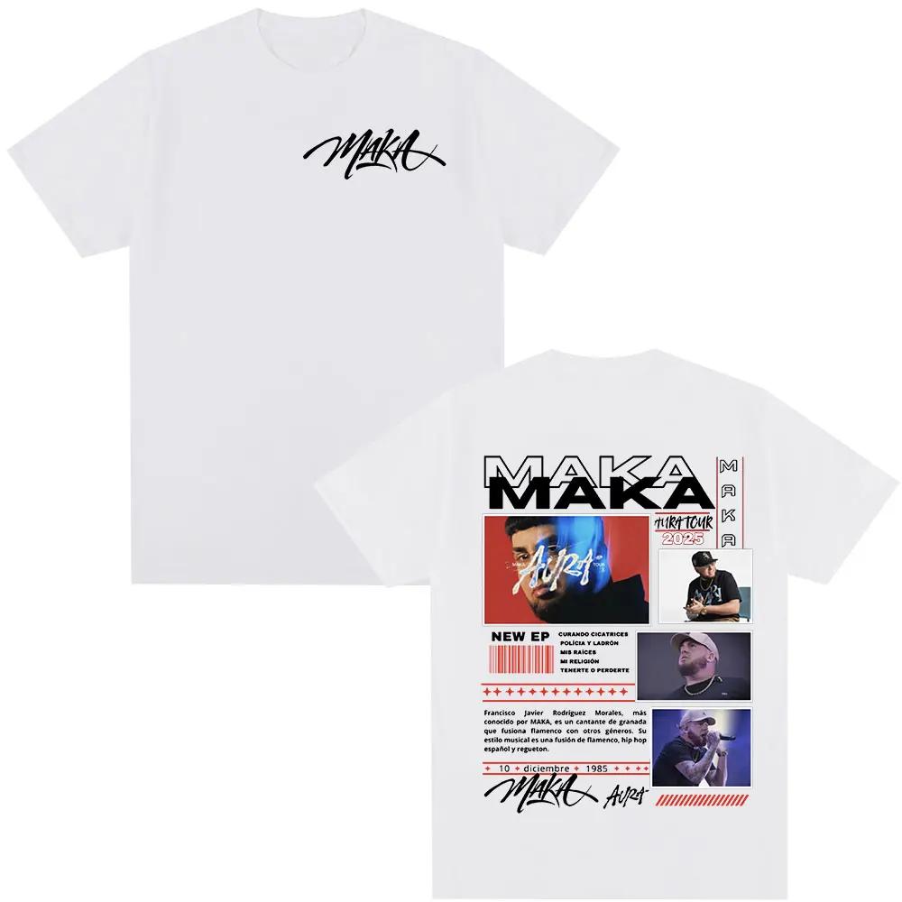 Maka Aura 2025 Tour Merch Rapper Shirts for Men and Women, Fashionable Vintage Street Shirt, Casual Short Sleeve Cotton Shirt