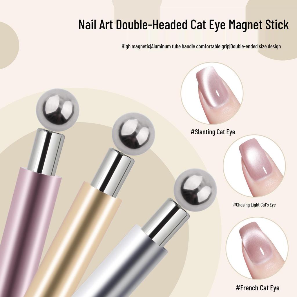 Nail Art Double-Ended Cat Eye Magnet Wand with Steel Balls for Light Glass Beads
