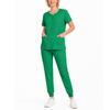 Damen Set V-Ausschnitt Kurzarm Top mit Taschen und Kordelzug Hose Schnelltrocknende Uniform