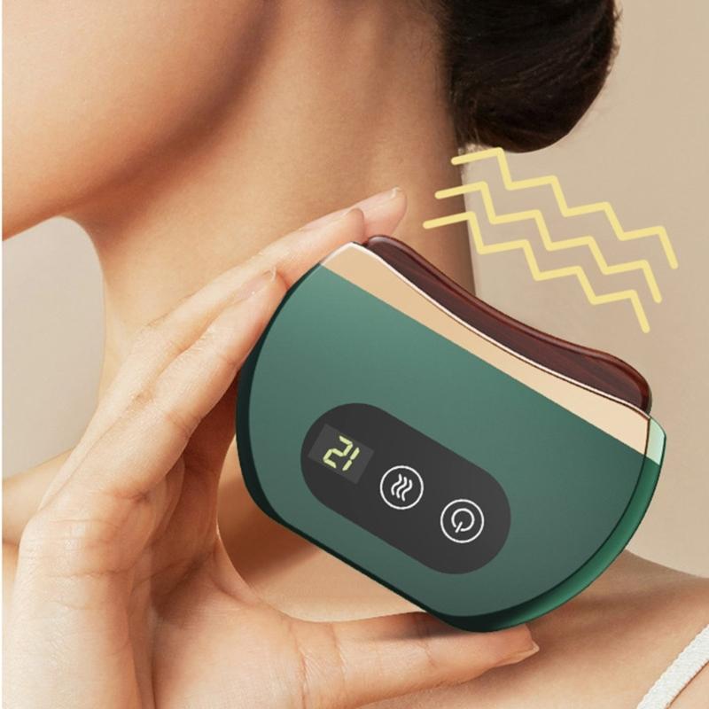 Electric Guasha Massager with Built In Heating System and Multiple Frequency Vibration for Face & Body Wellness Therapy