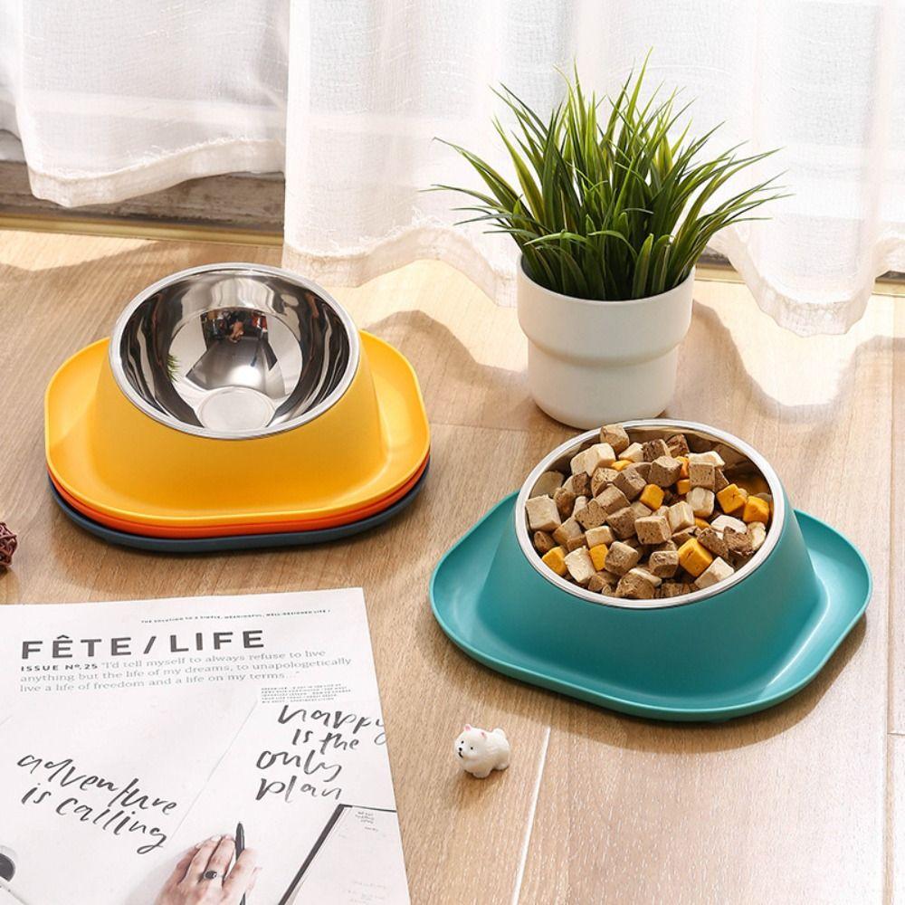 Stable Double Bowls Cat Bowl Stainless Steel Elevated Dog Water Bowl Detachable Prevent Overflow Cat Food Container Pet Supplies