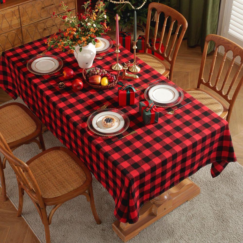 Party Wedding Checked Square Dining Tablecloths Tablecloth Table Cover Christmas Decorations