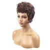 Synthetic Old Woman Wig Curly Short Haircuts Mommy Wig with Side Bangs Heat Resistant Afro Kinky Curls Casual Style Natural Wig