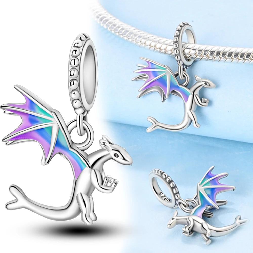 Copper Jurassic T-Rex Flying Dragon Charm Pendant Beads Fit Original Bracelet For Women Jewelry Making