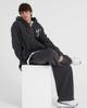 TENER Tn Logo And Gold Stud Wide Double-Fleece Pants Charcoal