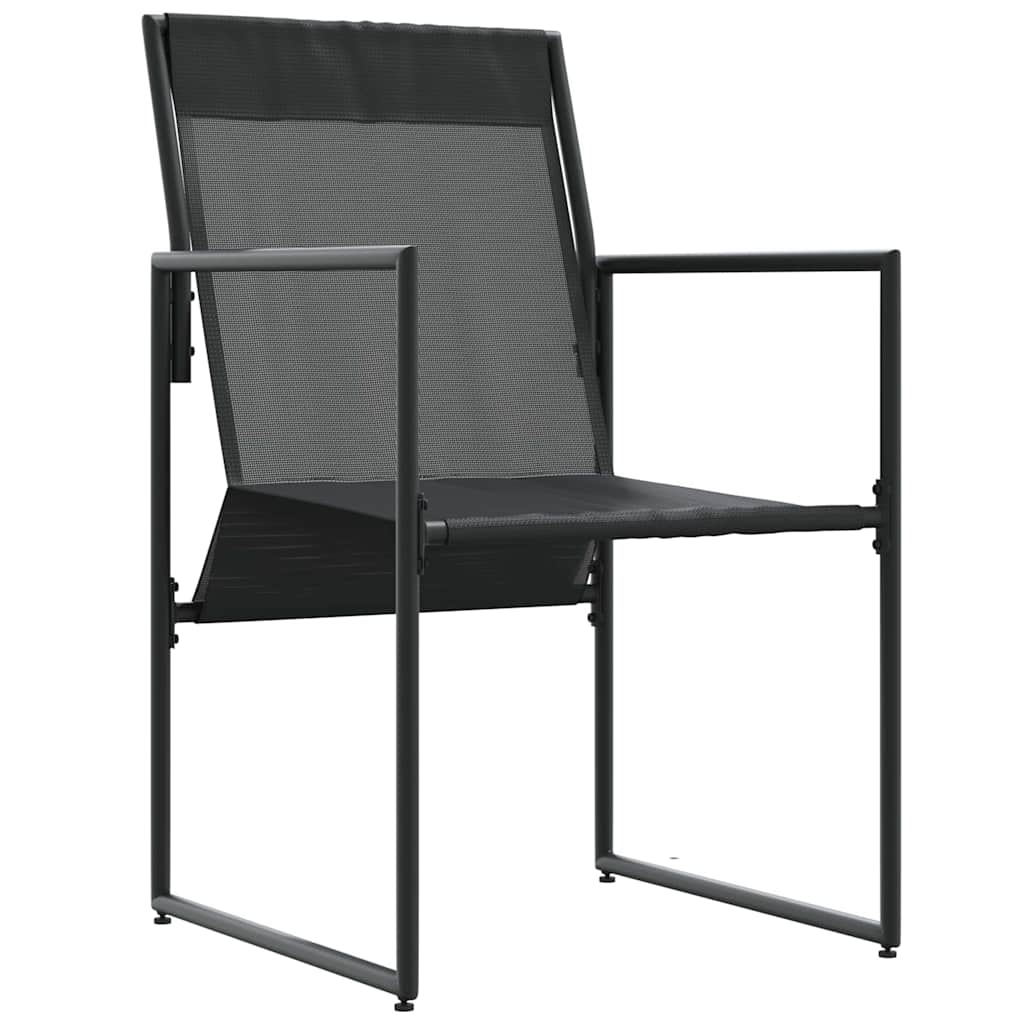 4 Piece Chair Set with Cushions Black and Anthracite Textilene